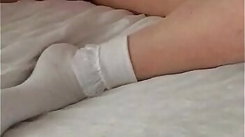 Wife pleasures herself with new toy and has massive orgasm whilst watching lesbian porn